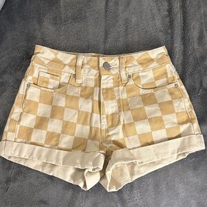 Pacsun Checkered Tan Women's Shorts